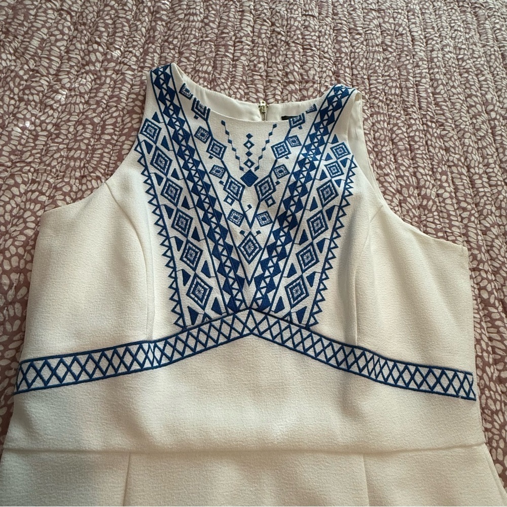 Tahari ASL White Dress with Blue Accents - Picture 2 of 8